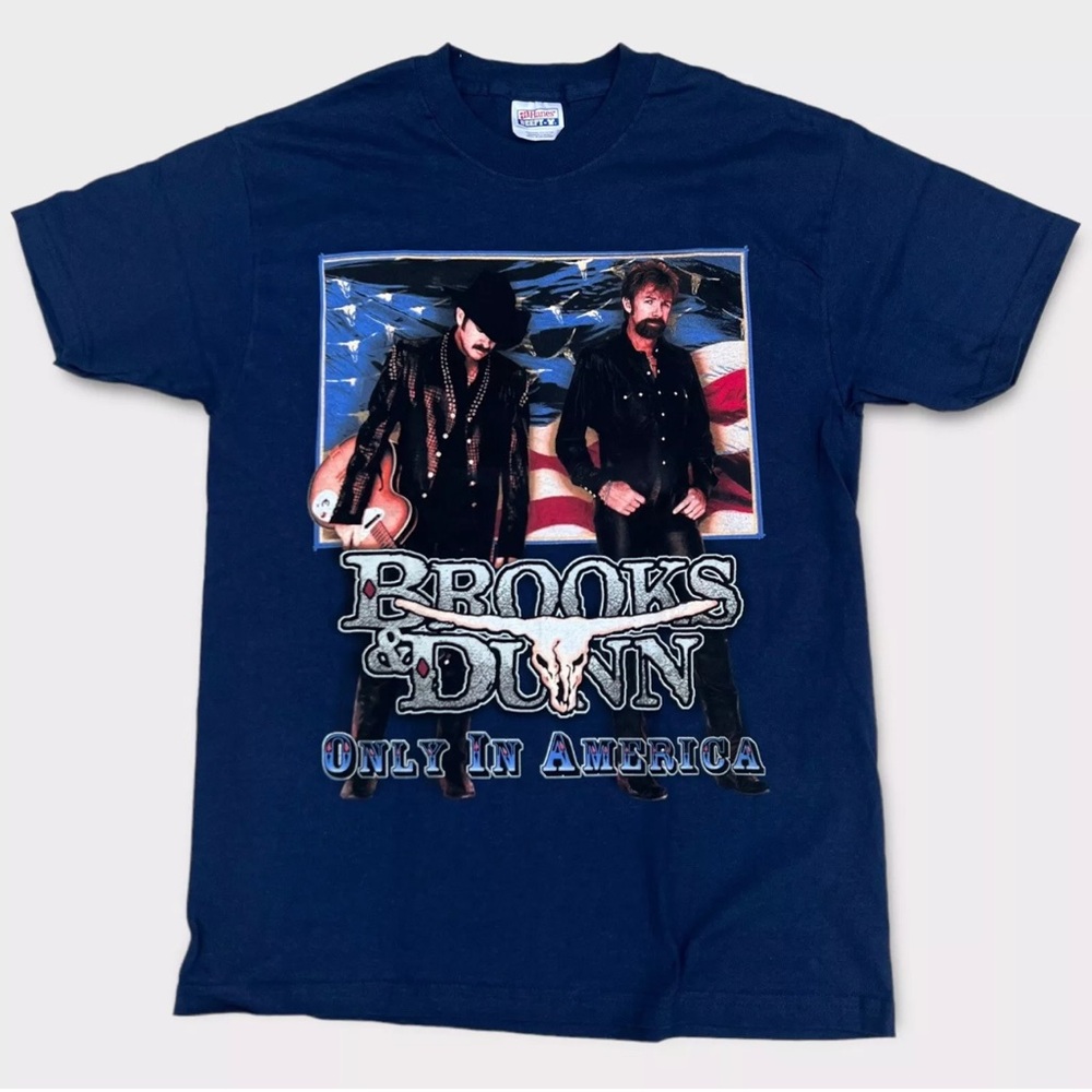 NEW Vintage Brooks & Dunn Neon Circus Only In America Tour Tshirt Size M Blue